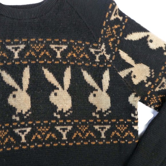 SOLD Vintage 60s Playboy Sweater All Wool Black S - Picture 4 of 11